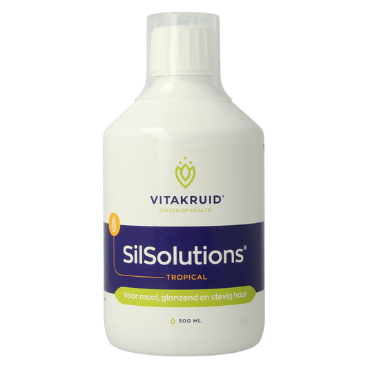 Bottle of Vitakruid SilSolutions Tropical 500ml mineral supplement with a clear label and cap, designed for agricultural use.