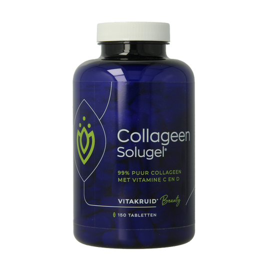 Vitakruid collagen supplement tablets with vitamin C and D, 150 count, natural multivitamine for skin and health.