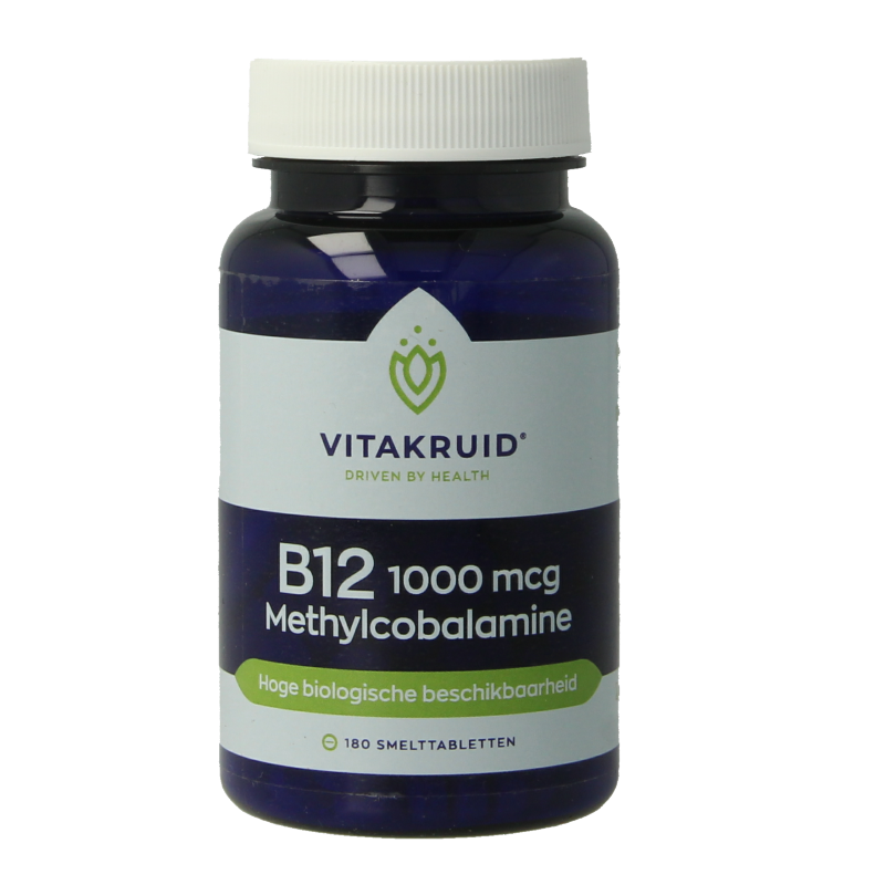 Vitakruid B12 1000 mcg methylcobalamin multivitamine tabletten, active vitamin B12 supplement in blister pack.