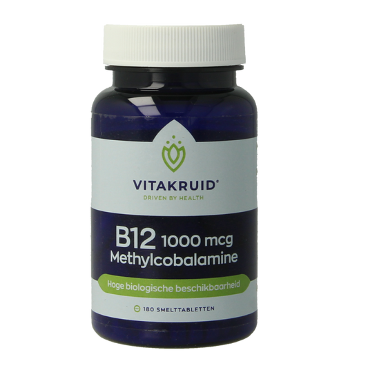 Vitakruid B12 1000 mcg methylcobalamin multivitamine tabletten, active vitamin B12 supplement in blister pack.