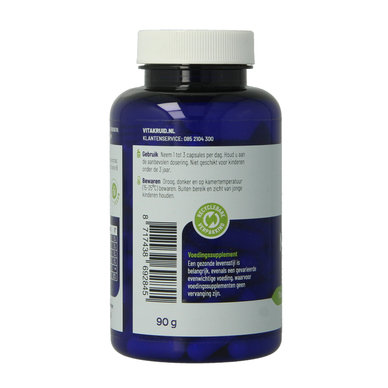 Vitakruid Magnesium Complex capsules, vegetarian mineral supplement with magnesium taurate, malate, and bisglycinate in a bottle.