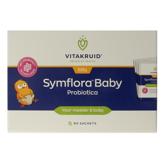 Vitakruid Symflora Baby Probiotica sachets with beneficial micro-organisms for mother and baby health.