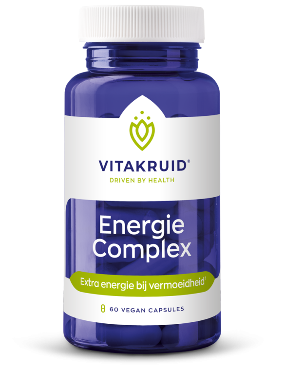 Vegetarische Vitakruid EnergieComplex capsules met groene thee en ginseng voor natuurlijke energie en vitaliteit.