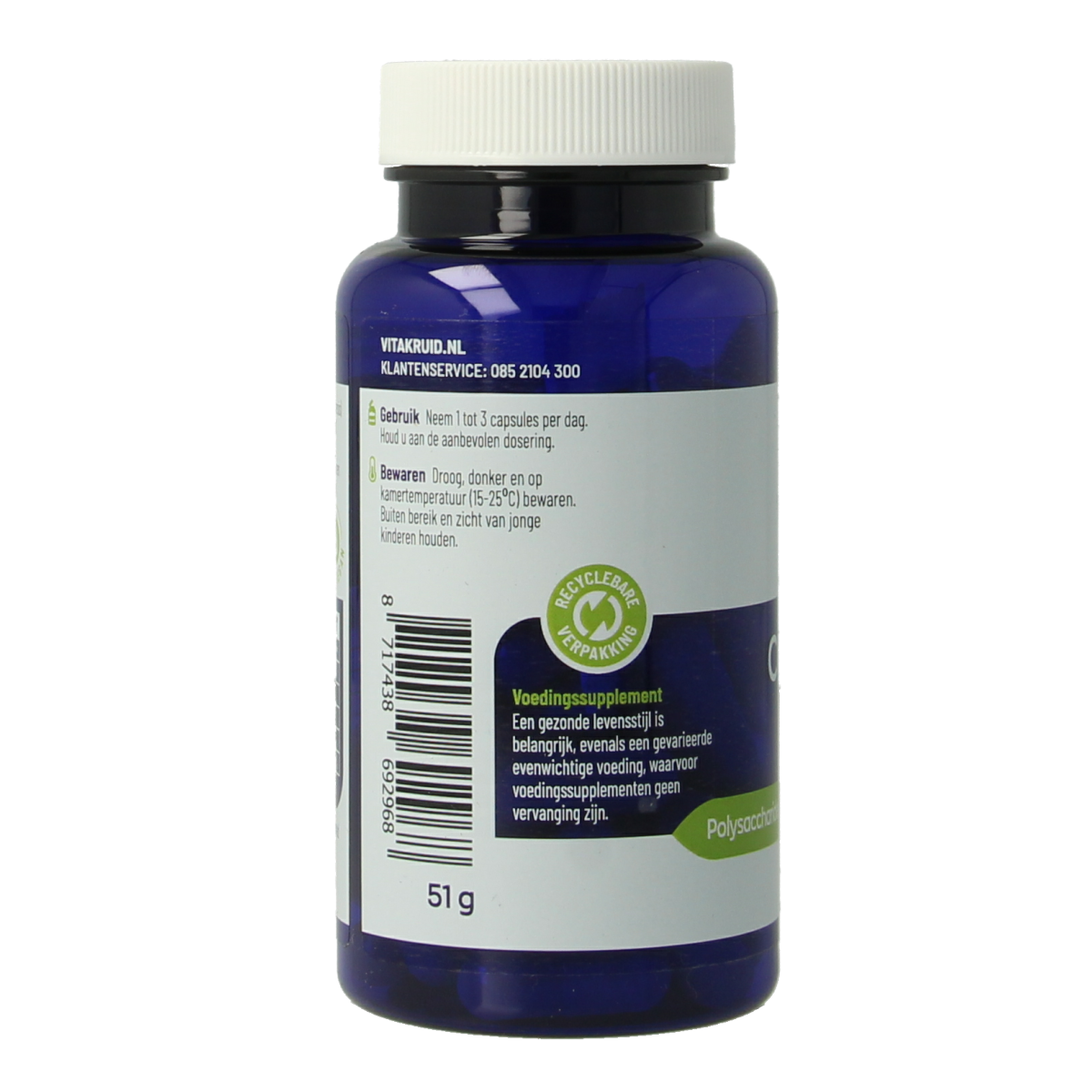 Vitakruid Cordyceps CPA3 mycelium extract vegetarian capsules in a bottle, showcasing the herbal supplement product.