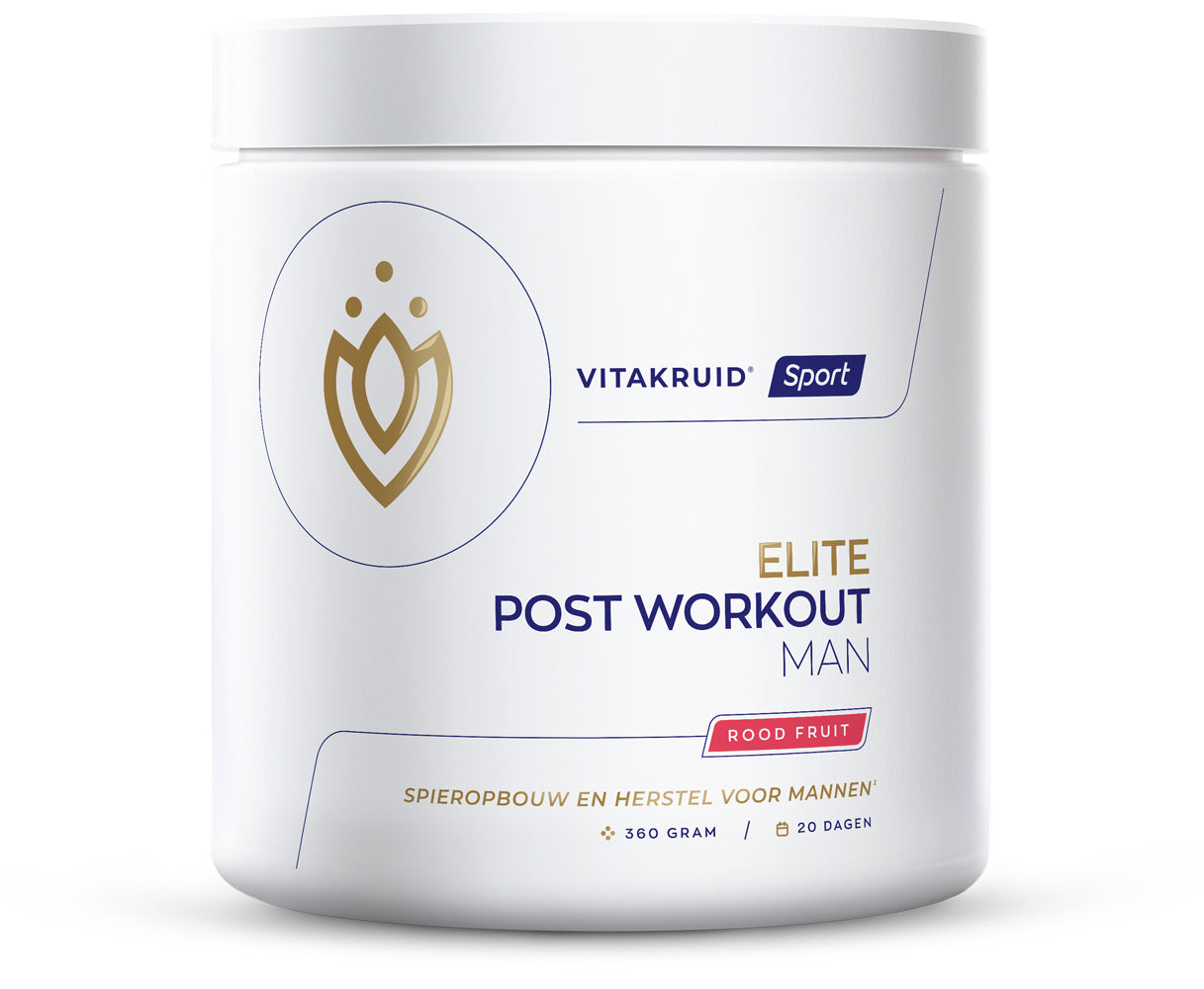 Vitakruid Elite post-workout BCAA amino acids and electrolytes in a 360g container, designed for muscle recovery and hydration.