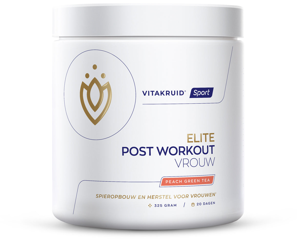 Vitakruid Elite post-workout BCAA amino acids and electrolytes in a 325g container, highlighting the supplement's packaging.
