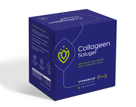 Vitakruid collagen supplement sachet with vitamin C and D, 10 grams, 25 sachets in a natural herbal health product.