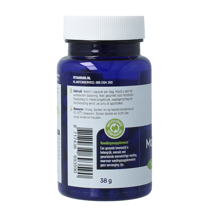 Vitakruid Maca3 complex kruidenpreparaat met zwart, geel en rood capsules in vegetarische verpakking, 90 capsules.