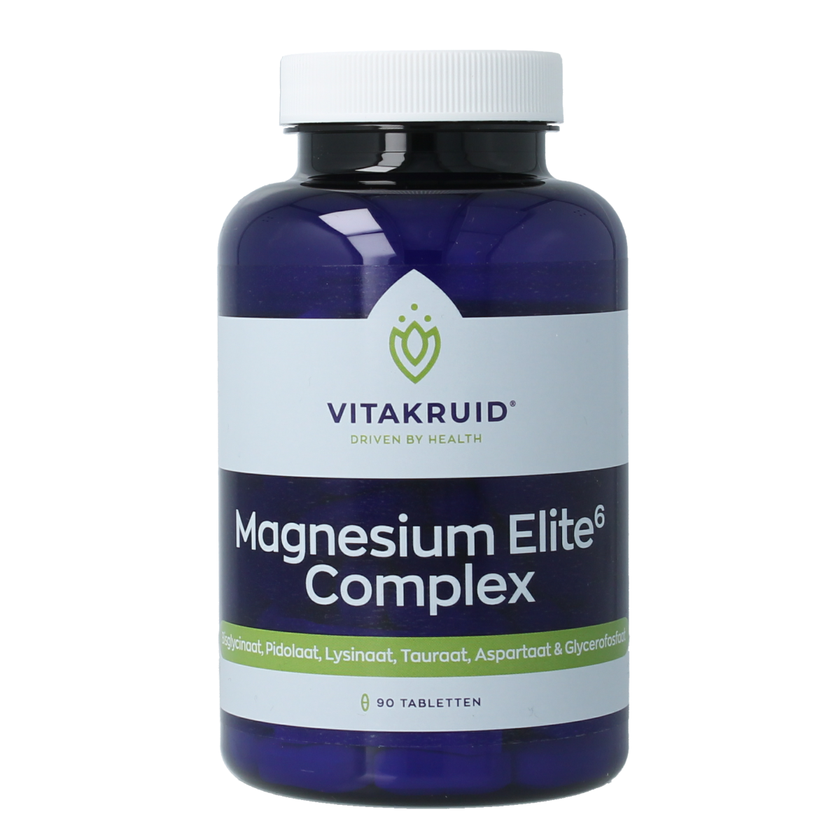 Vitakruid Magnesium Elite6 complex tablets, mineral supplement with magnesium, lysinate, and pidolate, 90 tablets.