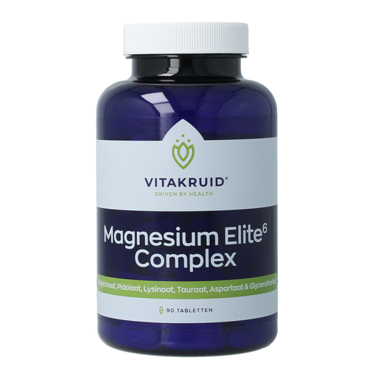 Vitakruid Magnesium Elite6 complex tablets, mineral supplement with magnesium, lysinate, and pidolate, 90 tablets.
