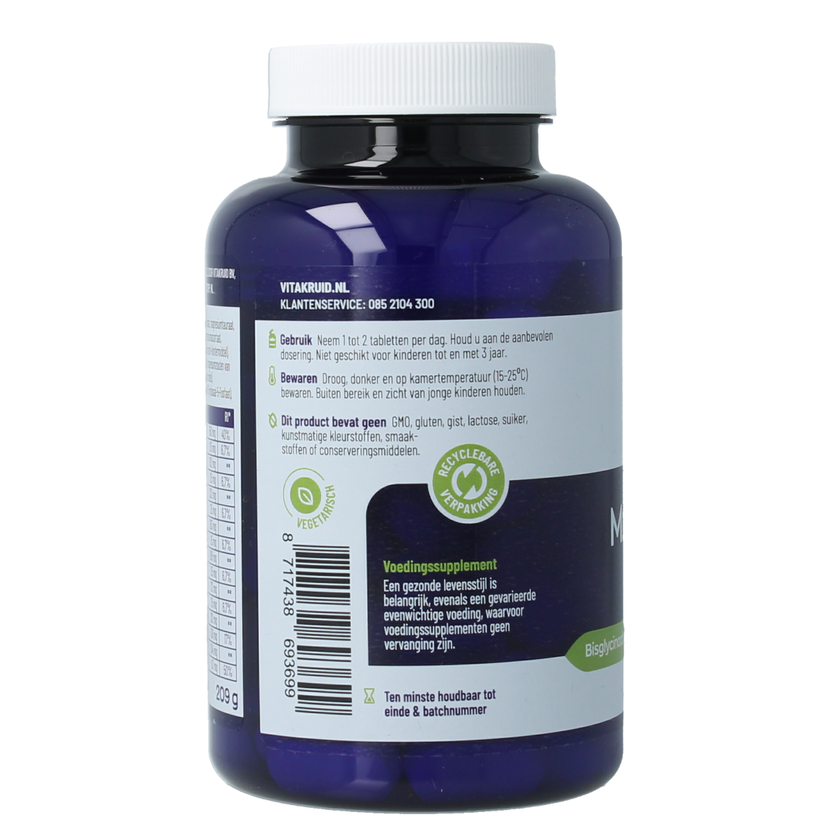 Vitakruid Magnesium Elite6 complex tablets, mineral supplement with lysinate and pidolate, 90 count, natural mineral support.