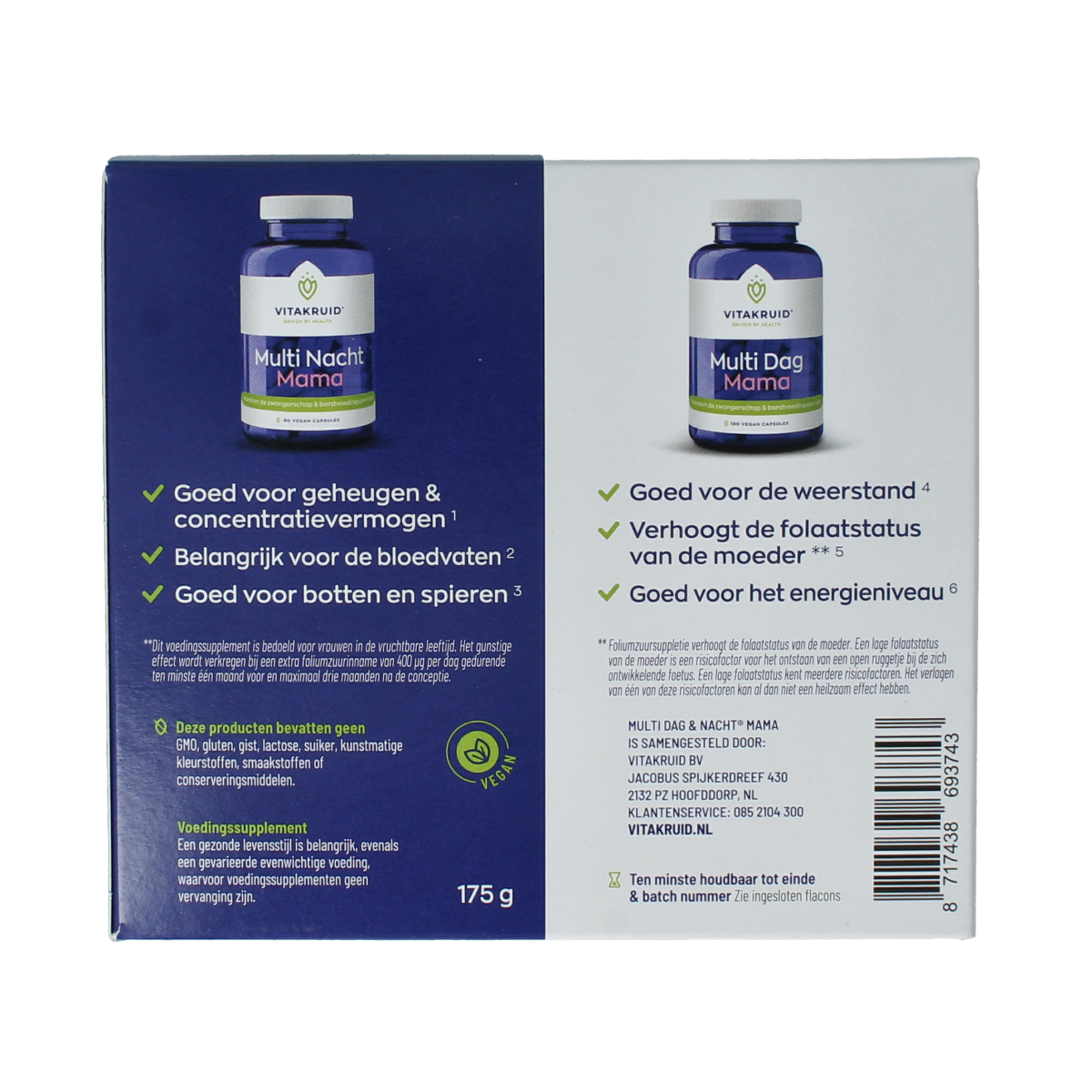 Vitakruid Multi dag & nacht mama supplement box with 270 capsules, including multi vitamins for daily and nighttime support