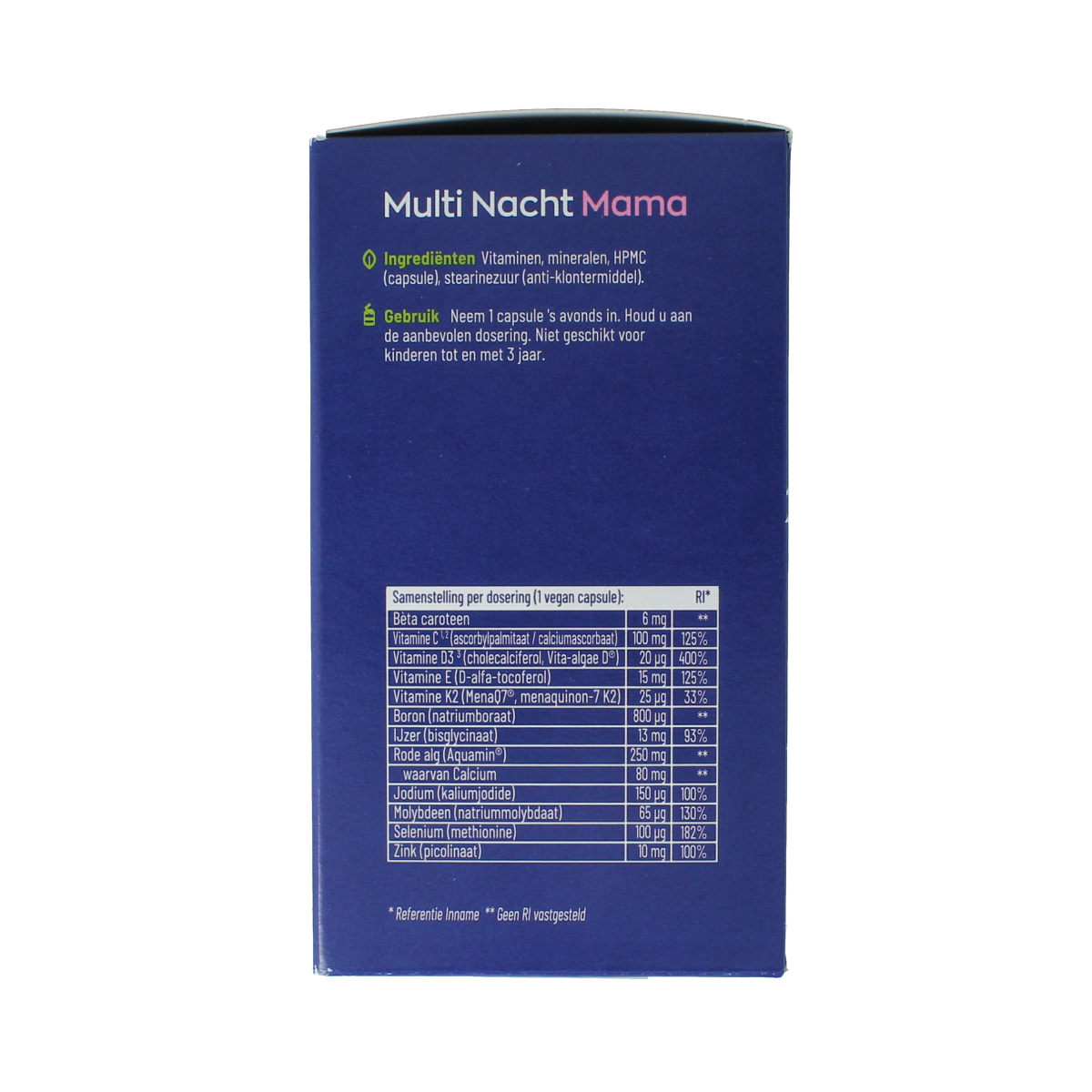 Vitakruid Multi dag & nacht mama multivitamine capsules, 270-count, for daily and nighttime nutritional support.