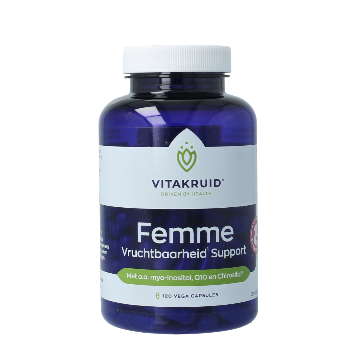 Vitakruid Femme vruchtbaarheid support vegetarische capsules, voedingssupplementen en kruidenpreparaat voor vruchtbaarheid.