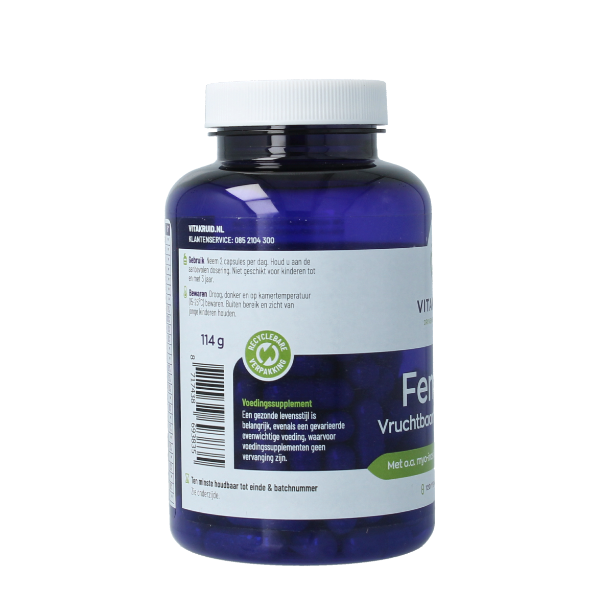 Vitakruid Femme vruchtbaarheid support vegetarische capsules, voedingssupplementen en kruidenpreparaat for fertility health.