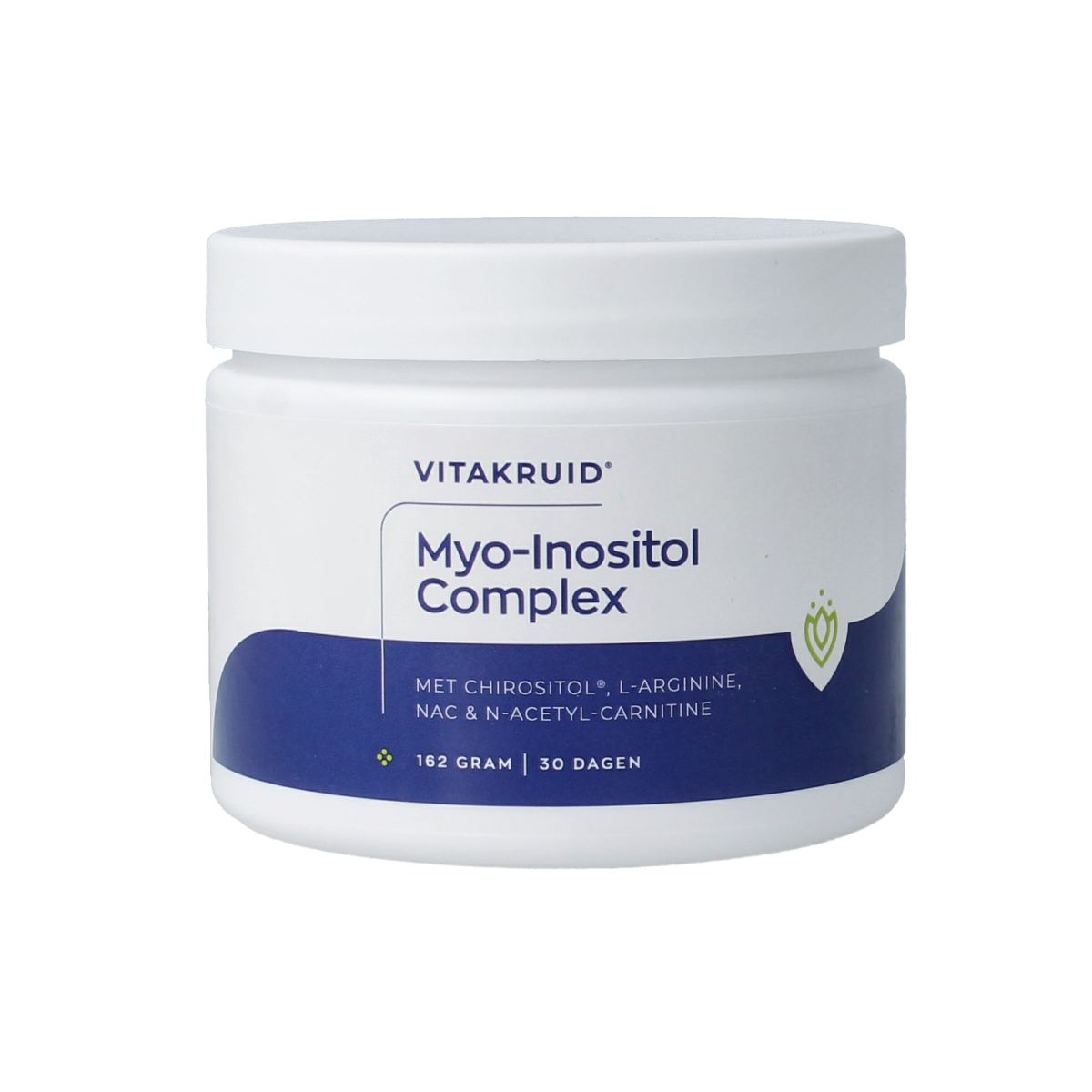 Vitakruid Myo-inositol complex supplement in a 162g container, dietary supplement with herbal ingredients and nutritional benefits.