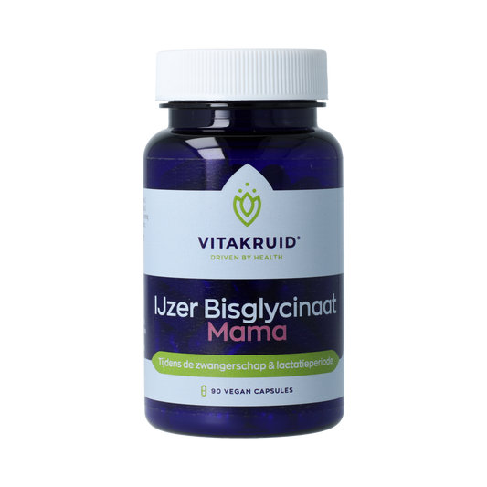 Vitakruid IJzer Bisglycinaat Mama 30 complex vegetarische capsules, supplement met koper en vitamine C in een pot