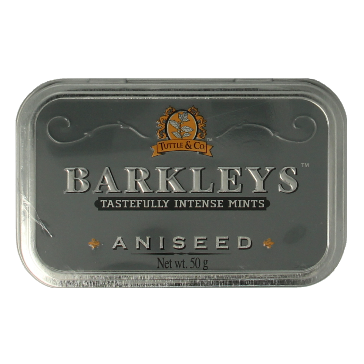 Barkleys Classic Mints Aniseed, 50g, colorful aniseed-flavored candy pieces in a clear package, branded by Barkleys.