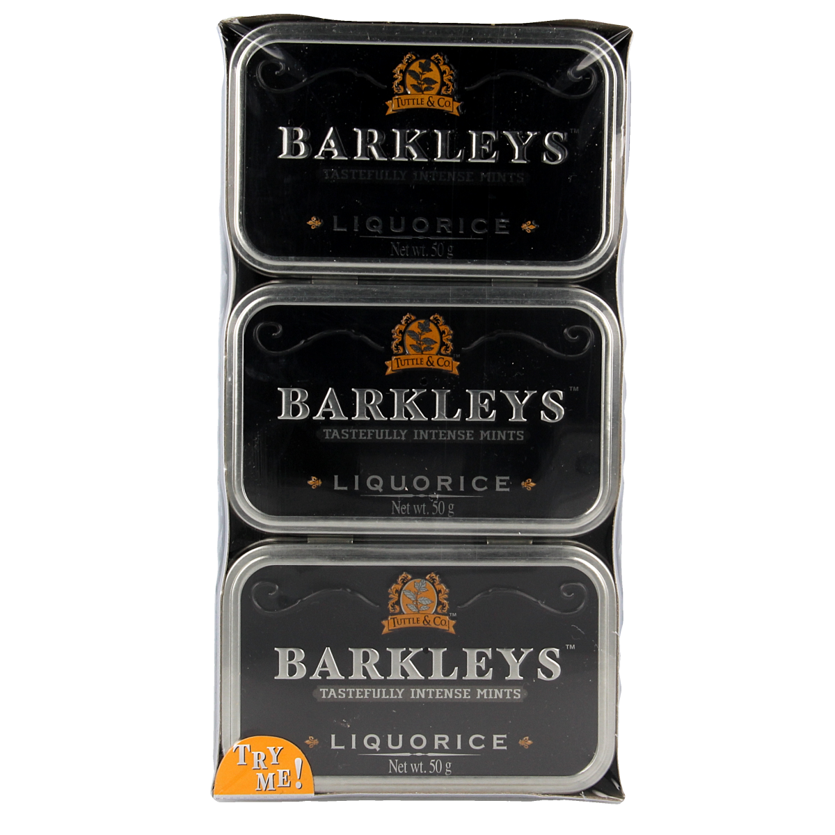Barkleys Classic mints liquorice in 50g package, chewy black candy, natural flavor, designed for snacking and sharing.