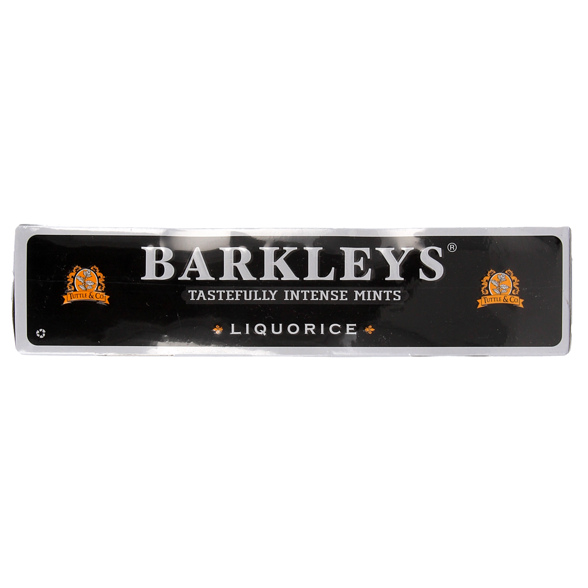 Barkleys Classic mints liquorice candy in a 50g package, featuring black liquorice pieces and mint flavor.