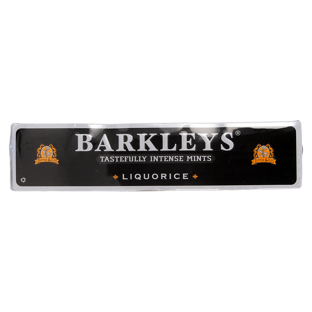 Barkleys Classic mints liquorice candies in a 50g package, featuring black liquorice pieces with a glossy finish.