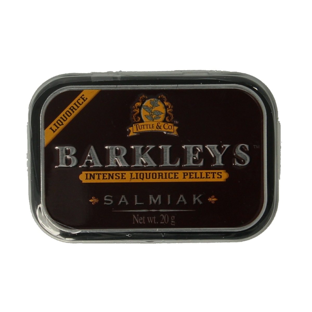 Barkleys Liquorice pellets salmiak in a small bag, showing black salmiak flavored candy pieces for snacking.