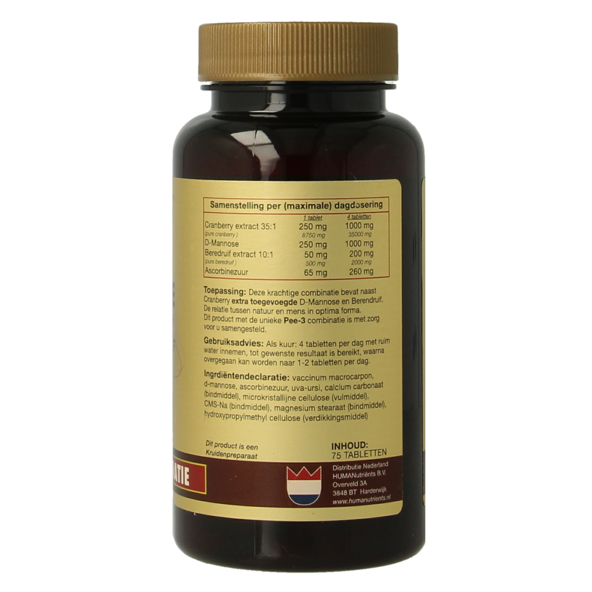 Artelle D-Mannose cranberry beredruif herbal supplement tablets in a blister pack, designed for urinary health support.