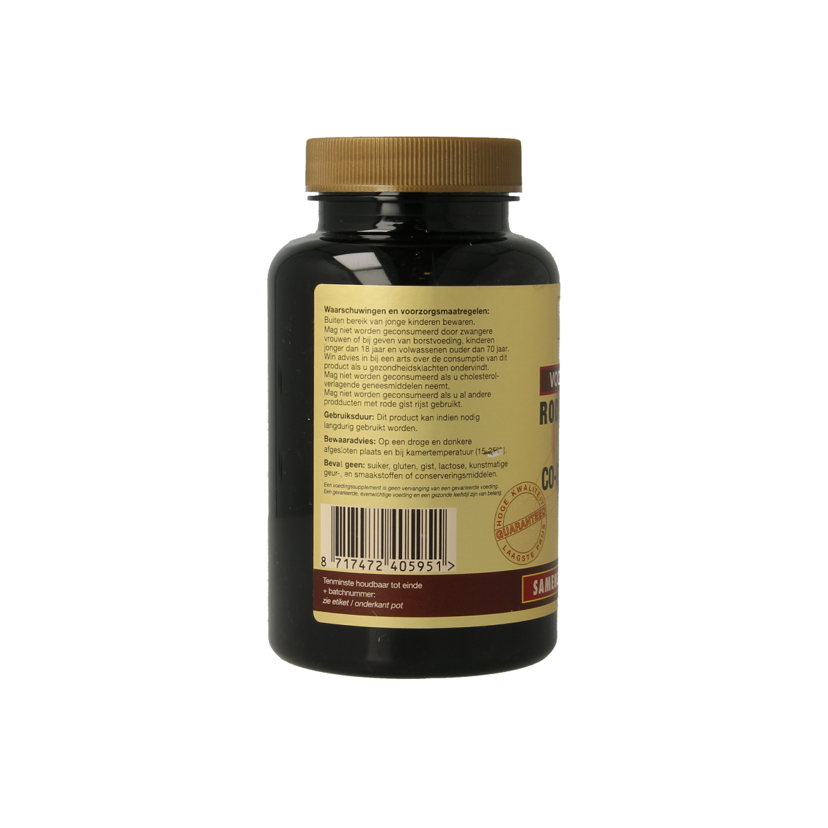 Artelle Rode gist rijst capsules with Q10 and 30mg, vegetarian herbal supplement in a clear bottle, shown in the image.