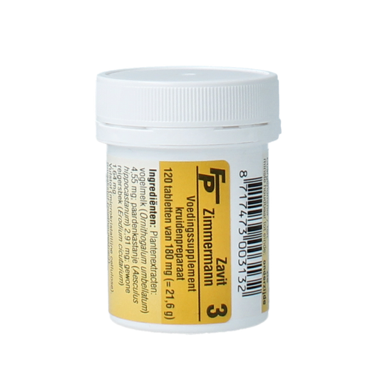 Medizimm Zavit 3 herbal supplement box with 120 tablets, showing the product packaging and label details.