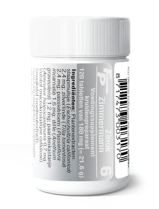 Medizimm Zinok 6 herbal supplement box with 120 tablets, natural zinc and herbal ingredients in packaging.