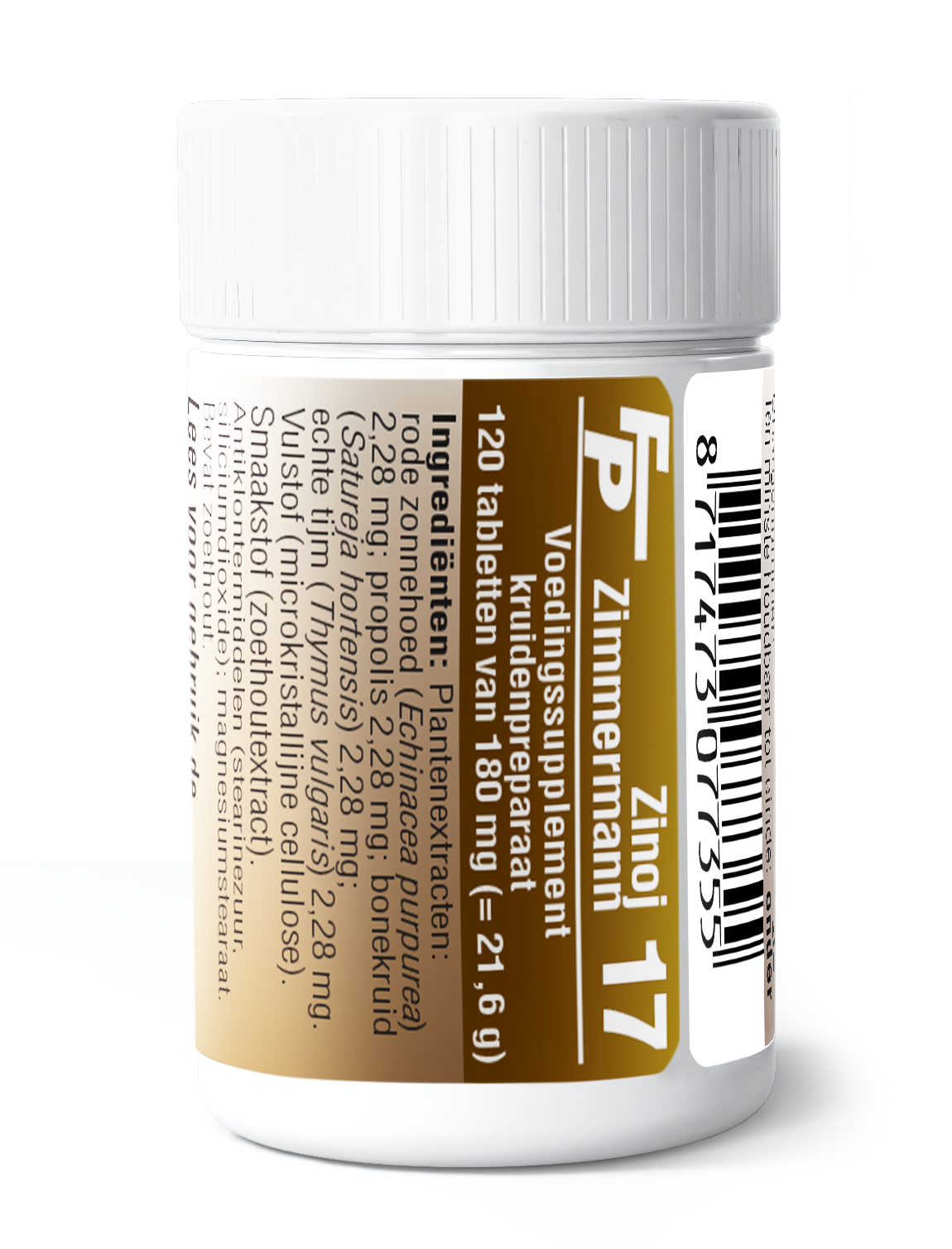 Medizimm Zinoj 17 herbal supplement box with 120 tablets, natural herbal preparation in a rectangular package.