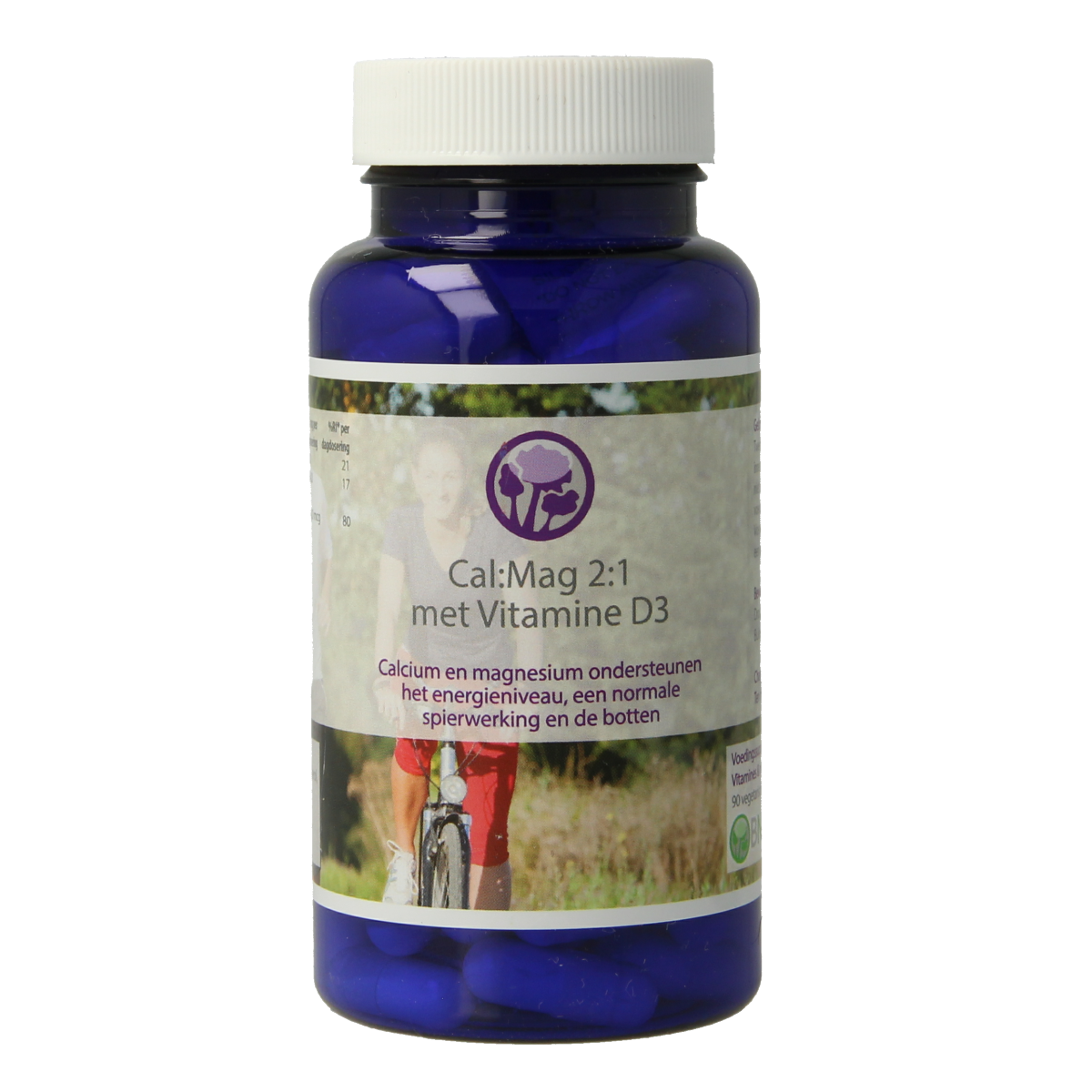 Nagel Cal:Mag Calcium Magnesium 2:1 with Vitamin D3 vegetarian capsules, mineral supplement for bone health, shown in bottle.