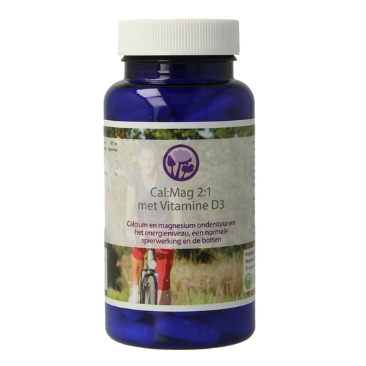 Nagel Cal:Mag Calcium Magnesium 2:1 with Vitamin D3 vegetarian capsules, mineral supplement for bone health, shown in bottle.