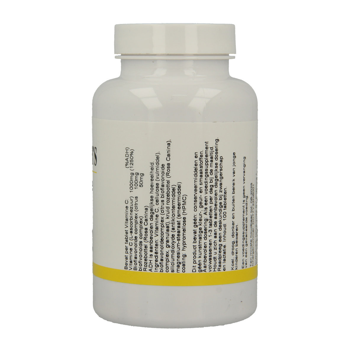Walthers Vitamin C 1000 mg with bioflavonoids in a rose bottle, 100 tablets packaged in a white container.