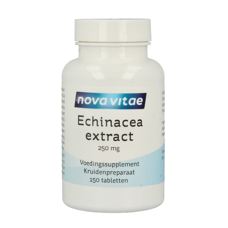 Nova Vitae Echinacea 250mg herbal tablets, natural supplement for immune support, 150 tablets in a blister pack.