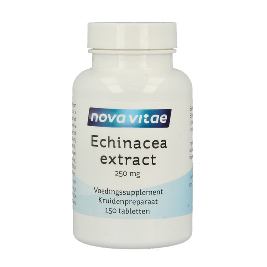 Nova Vitae Echinacea 250mg herbal tablets, natural supplement for immune support, 150 tablets in a blister pack.