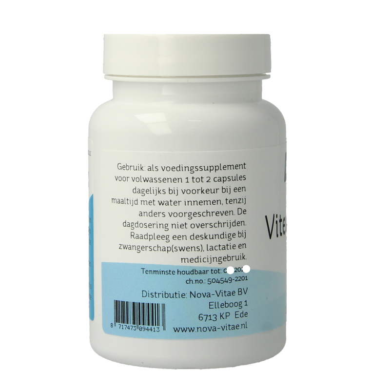 Nova Vitae Vitex agnus castus herbal capsules in a bottle, dietary supplement for women's health.