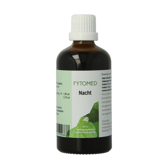 Fytomed Nacht bio herbal remedy bottle with a white label and dropper cap, 100 milliliters of herbal supplement for nighttime use.