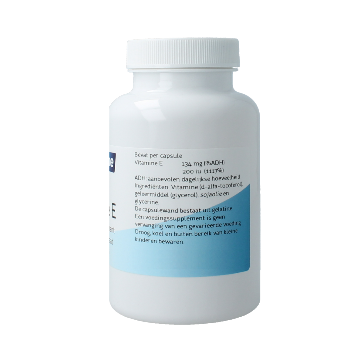 Nova Vitae Vitamin E 200IU capsules, natural dietary supplement, showing a bottle of 180 capsules with label details.