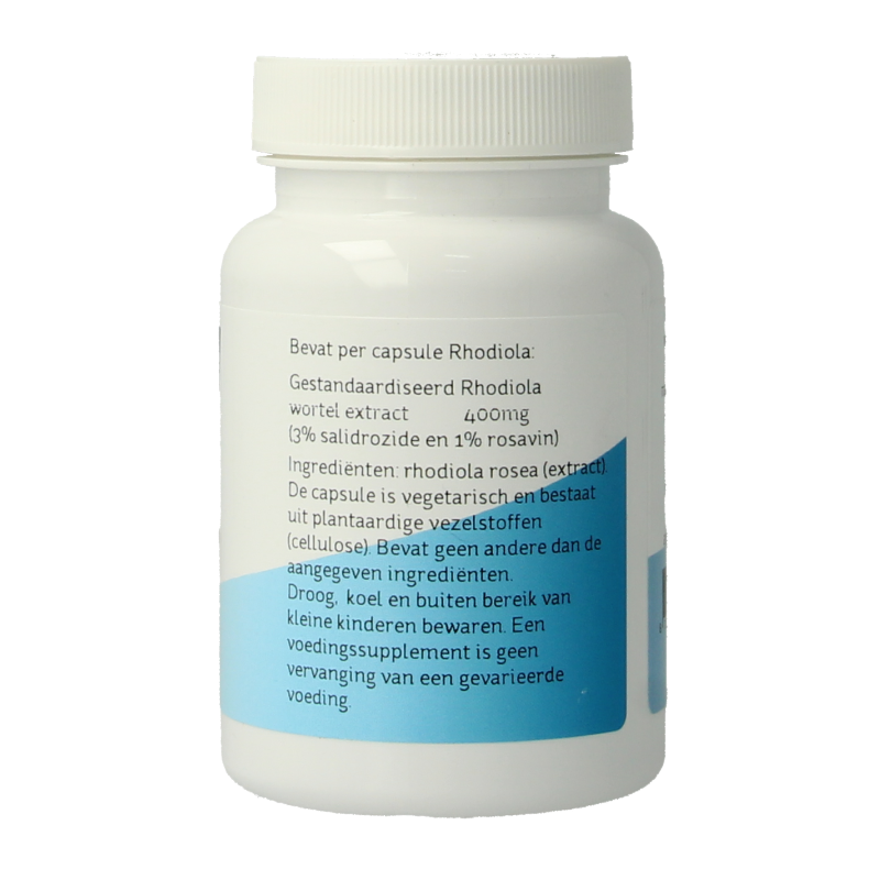 Nova Vitae Rhodiola rosea extract capsules in a bottle, herbal supplement in vegetarian capsules for energy and stress support.