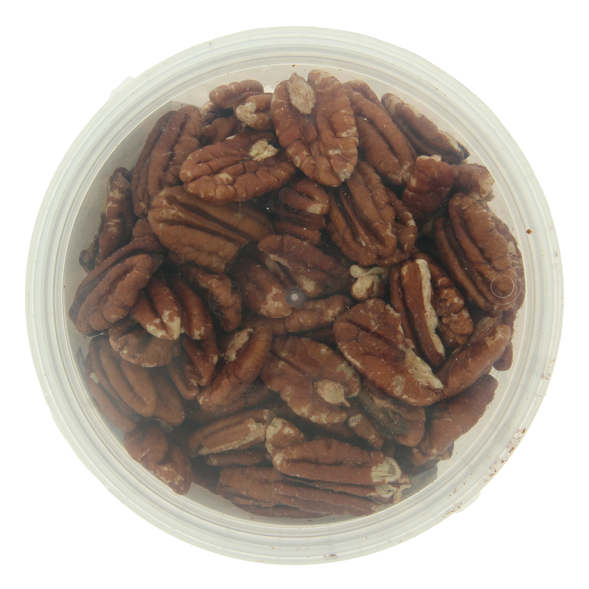 Raw pecan nuts from Nova Vitae, unroasted superfoods in a 200g package, showing fresh pecans with natural brown shells.