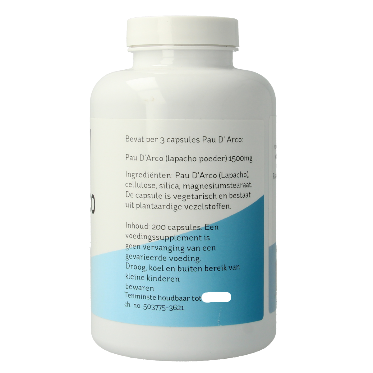 Nova Vitae Pau d'Arco 500mg extract capsules, herbal supplement in a blister pack, with 200 capsules shown.