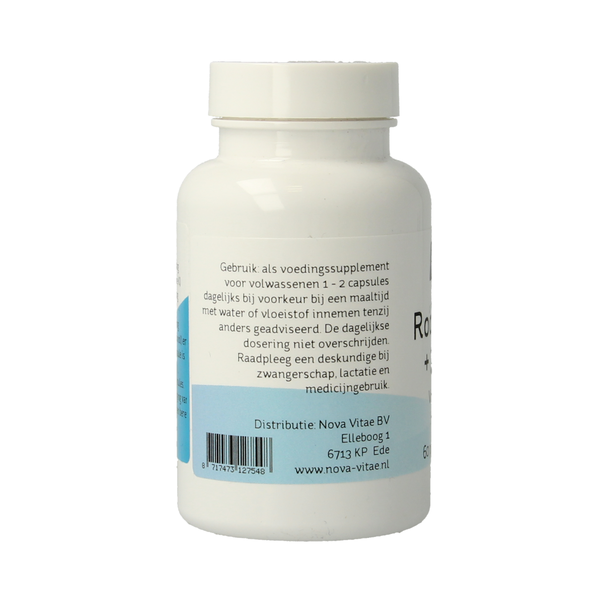 Nova Vitae Rode Gist Rijst and Q10 vegetarian capsules in a blister pack, dietary supplement for heart health.