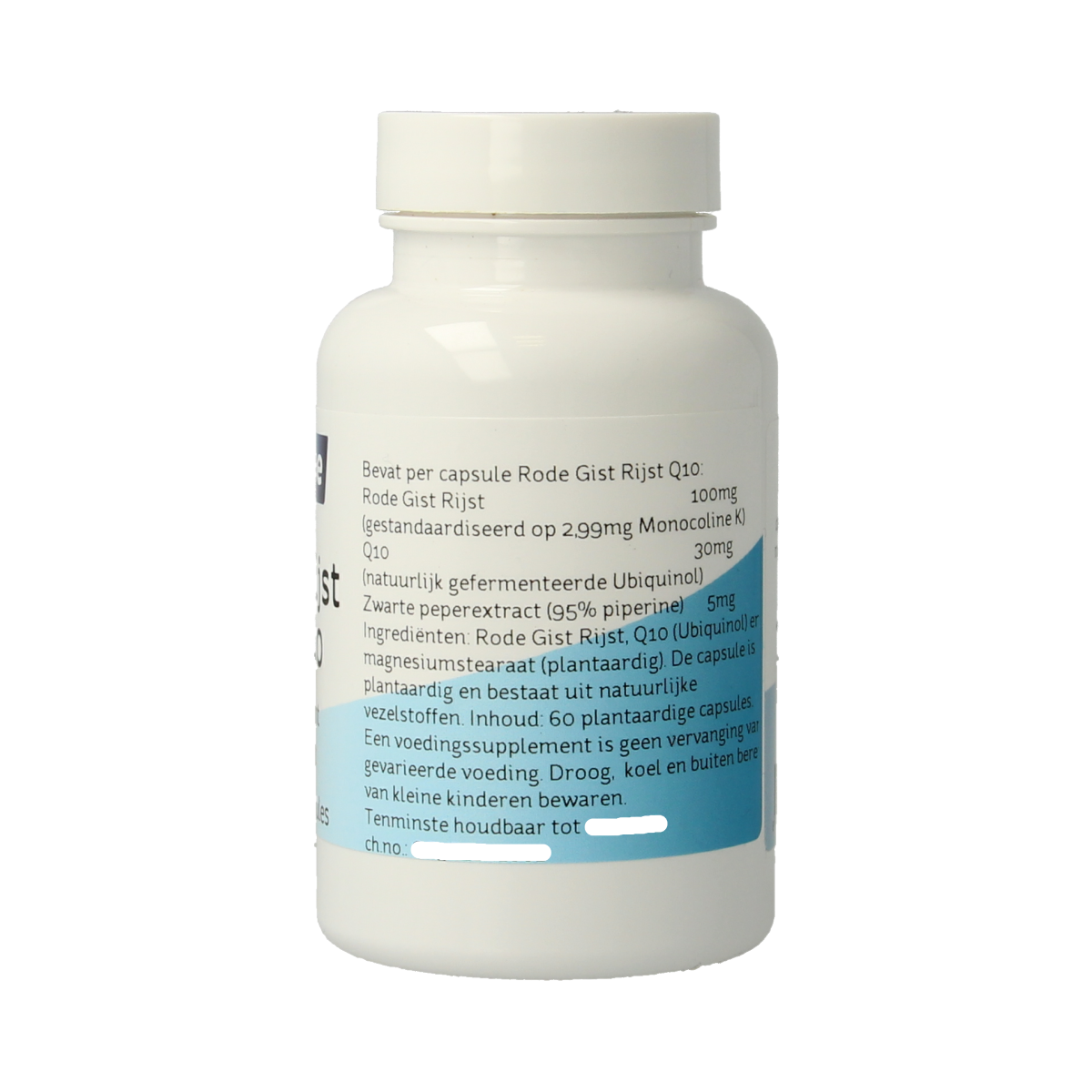 Vegetarische capsules van Nova Vitae Rode gist rijst met 30mg Q10, kruidenpreparaat voor ondersteuning van hart en cholesterol.