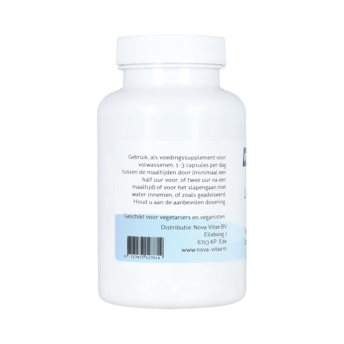 Bottle of Nova Vitae L-Citrulline 800mg amino acids capsules with a white label and blue accents.