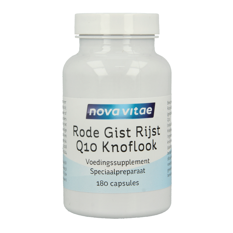 Nova Vitae Rode gist rijst plus Q10 en knoflook vegetarische capsules, mineralen multivitaminen supplement in capsules