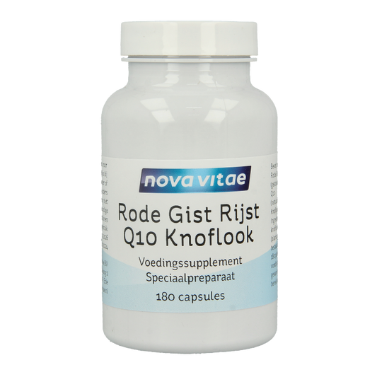 Nova Vitae Rode gist rijst plus Q10 en knoflook vegetarische capsules, mineralen multivitaminen supplement in capsules