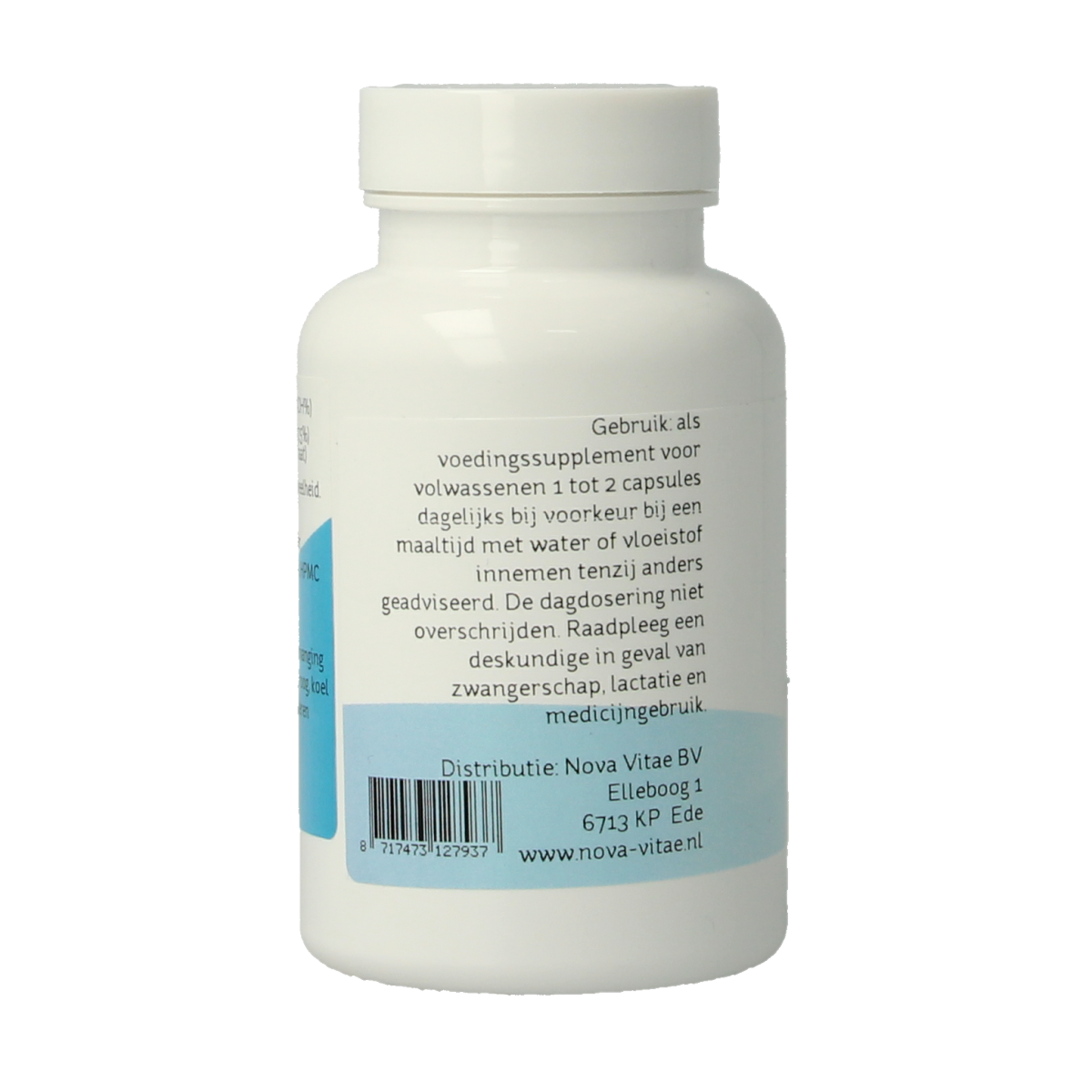 Nova Vitae Kalium Citraat 275mg capsules, mineral supplement, showing a bottle of 100 capsules for potassium citrate intake.