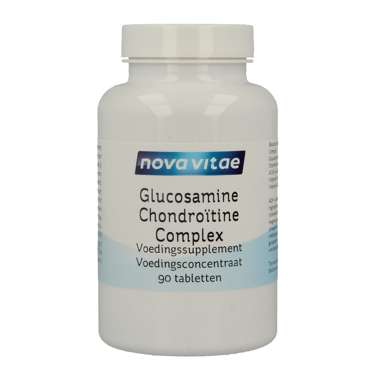 Nova Vitae Glucosamine chondroitine complex with MSM tablets, dietary supplement for joint support, in a blister pack.