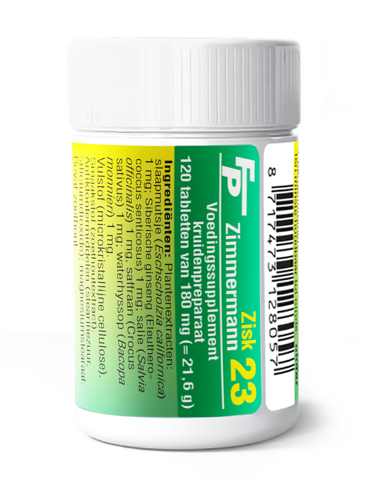 Medizimm Zisk 23 herbal supplement box with 120 tablets, natural herbal remedy from Medizimm, front view of the package.